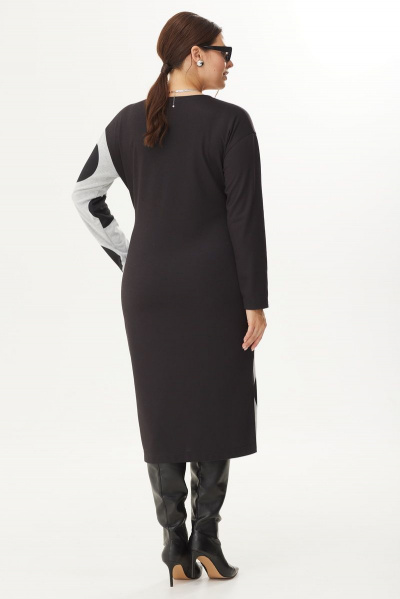 Нарядное платье из трикотажа с спущенным плечом и разрезом Орхидея 1318 - фото 2