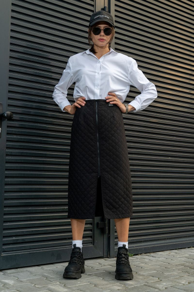 Демисезонная юбка прямого силуэта с разрезом и подкладкой Luna 121 - фото 3