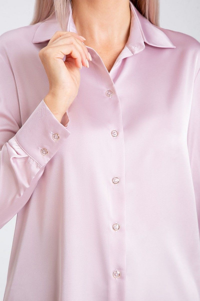 Демисезонная блузка из искусственного шелка с пуговицами IVARI 416 розовый - фото 5