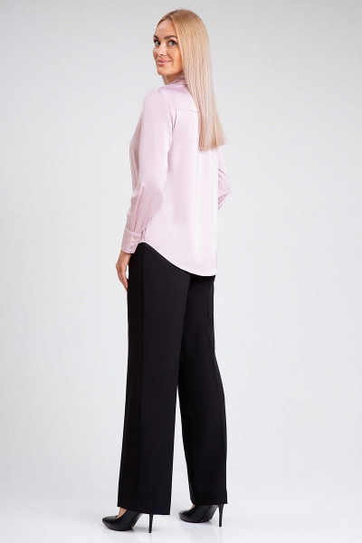 Демисезонная блузка из искусственного шелка с пуговицами IVARI 416 розовый - фото 3