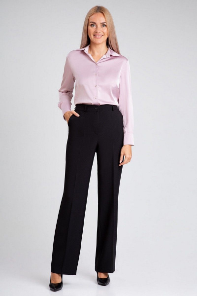 Демисезонная блузка из искусственного шелка с пуговицами IVARI 416 розовый - фото 2