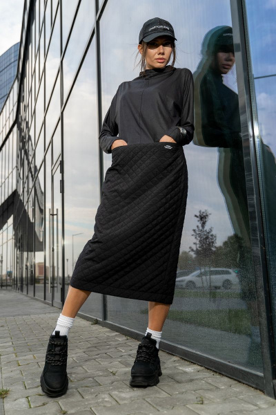 Платье Luna 122 графит-черный - фото 1