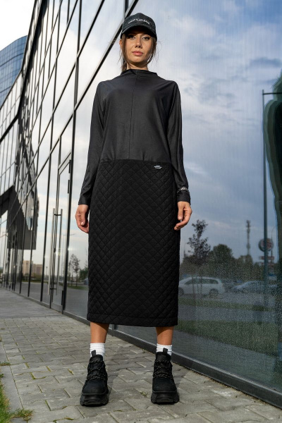 Платье Luna 122 графит-черный - фото 2