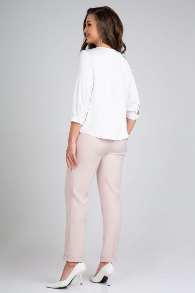 Белая свободная блузка из искусственного шелка с закруглением IVARI 417 белый - фото 6