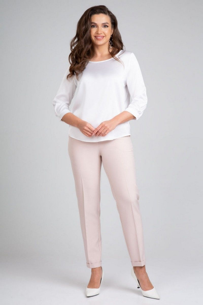 Белая свободная блузка из искусственного шелка с закруглением IVARI 417 белый - фото 5