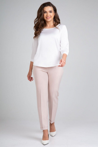 Белая свободная блузка из искусственного шелка с закруглением IVARI 417 белый - фото 4