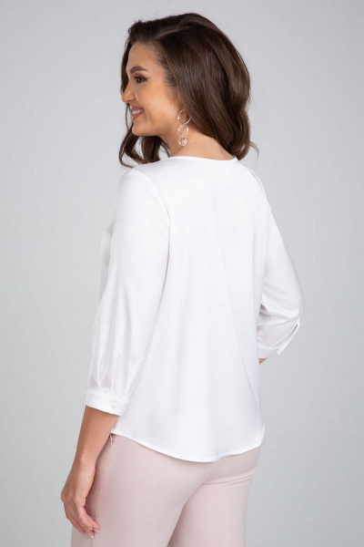 Белая свободная блузка из искусственного шелка с закруглением IVARI 417 белый - фото 3