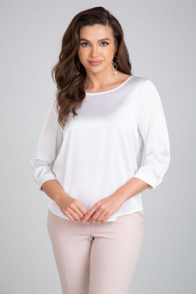 Белая свободная блузка из искусственного шелка с закруглением IVARI 417 белый - фото 1