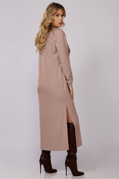 Повседневное платье из трикотажа с воротником и разрезом Laikony L-801п - фото 3