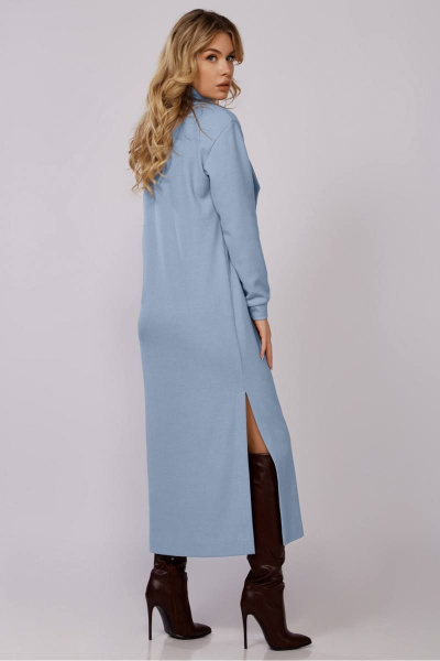 Лёгкое платье из трикотажа с съемным воротником и разрезом Laikony L-801г - фото 2