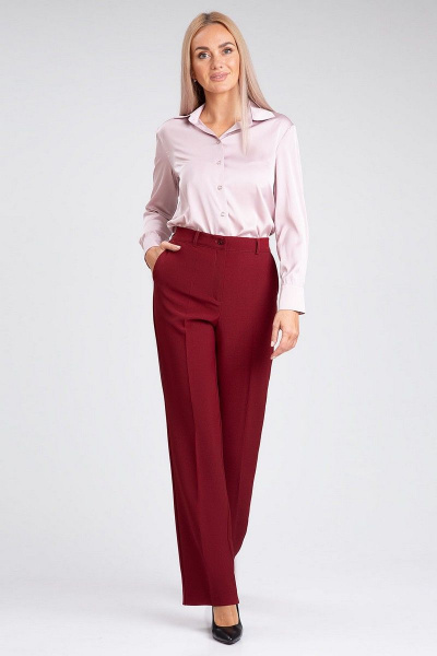 Красный костюм-двойка с талиевыми рельефами и карманами IVARI 10609 бордо - фото 11