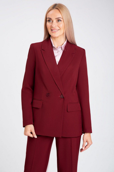 Красный костюм-двойка с талиевыми рельефами и карманами IVARI 10609 бордо - фото 5