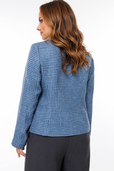 Комплект брюки-бермуды и жакет из текстиля с карманами и лацканами SandyNa 130566 голубой+графит - фото 6