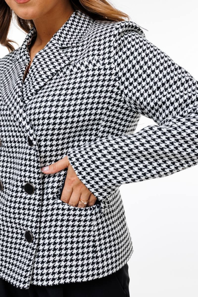 Костюм брюки и жакет из текстиля с прорезными карманами SandyNa 130566 гусиная_лапка - фото 3