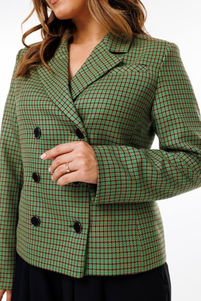 Брюки и жакет из текстиля с прорезными карманами и лацканами SandyNa 130566 хаки+черный - фото 15