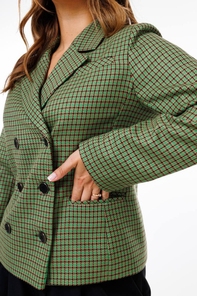 Брюки и жакет из текстиля с прорезными карманами и лацканами SandyNa 130566 хаки+черный - фото 14