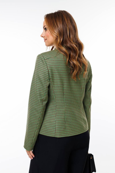 Брюки и жакет из текстиля с прорезными карманами и лацканами SandyNa 130566 хаки+черный - фото 5