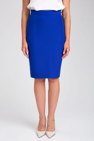 Длинная юбка-карандаш из текстиля с высокой посадкой IVARI 508 василек - фото 4