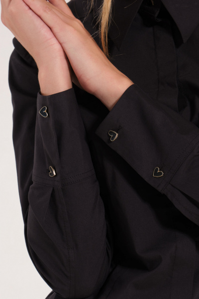 Деловая черная блузка из хлопка с воротником Панда 150140w черный - фото 3