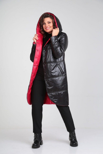 Пальто Диомант 1928 черный-красный - фото 1