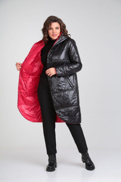 Пальто Диомант 1928 черный-красный - фото 4