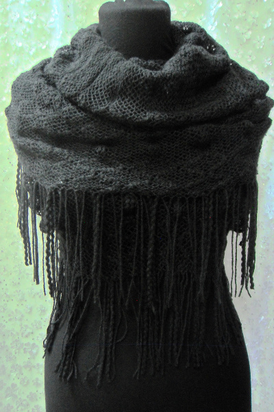 Круглогодичный вязаный шарф из хлопка черный OLANTIZ S1-2 - фото 1