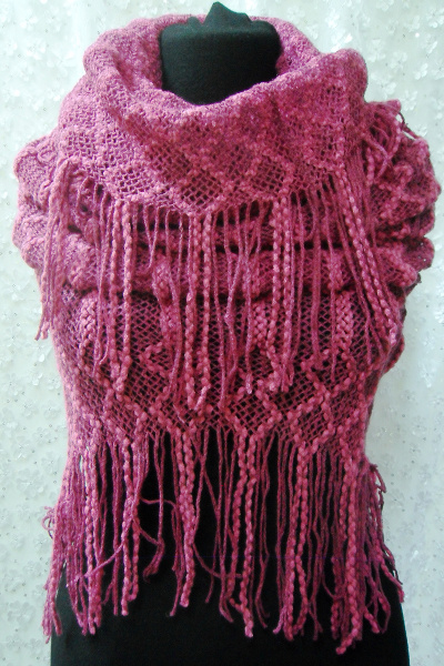 Шарф круглый год из вязаного текстиля розовый OLANTIZ S1-5 - фото 1