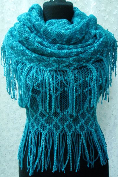 Шарф круглый год из вязаного текстиля синий OLANTIZ S1-7 - фото 1