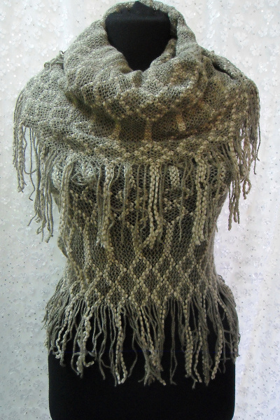 Шарф круглый год из вязаного текстиля коричневый OLANTIZ S1-8 - фото 1