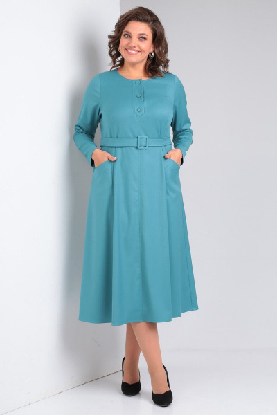 Приталенное платье с карманами и застежкой на пуговицы Your size 2211 - фото 1