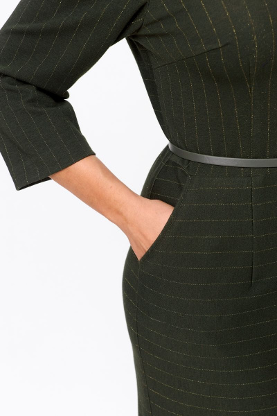 Длинное платье из ткани и текстиля зеленого цвета DaLi 4554А хаки - фото 3