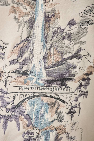 Белое льняное платье с отлетной кокеткой и вышивкой Линия Л Б-1964 молоко - фото 3