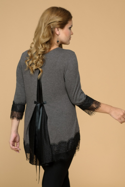 Туника из кружева и шерсти длиной 74 см для повседневных образов Медея и К 1738 серо-коричневая - фото 2