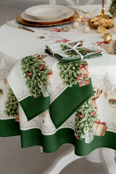 Круглая скатерть 170 см с елочным узором Listelle 512706 - фото 6