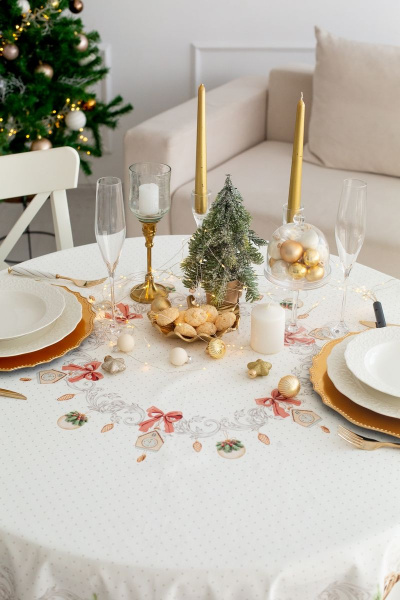 Круглая скатерть 170 см с елочным узором Listelle 512706 - фото 5