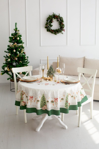 Круглая скатерть 170 см с елочным узором Listelle 512706 - фото 4