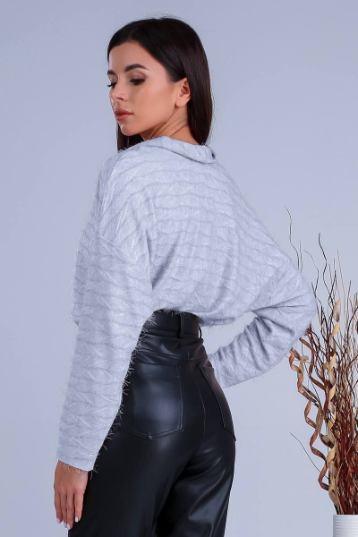 Демисезонный трикотажный джемпер с спущенными плечами Verita 2260 серый - фото 4