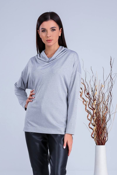 Джемпер свободного кроя из трикотажа для демисезона Verita 2260 серый/серебро - фото 1