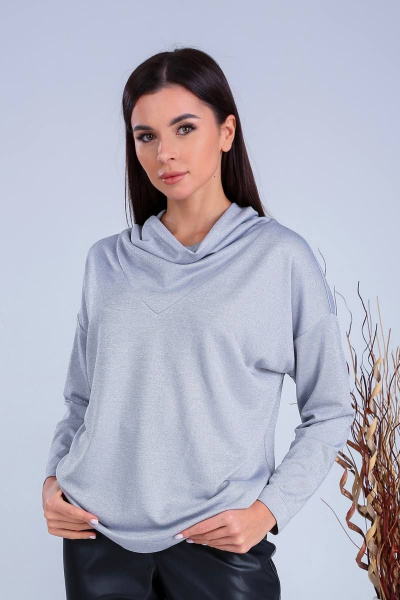 Джемпер свободного кроя из трикотажа для демисезона Verita 2260 серый/серебро - фото 2