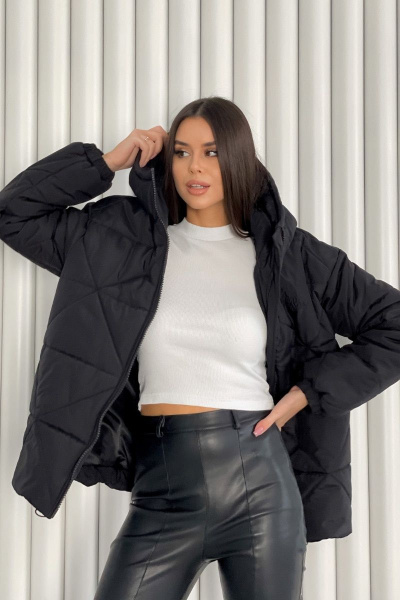 Куртка демисезонная стеганая с капюшоном и молнией Allma Sc-03 черный - фото 3