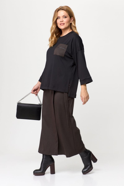Блуза, брюки Michel chic 1362 шоколад-черный - фото 6