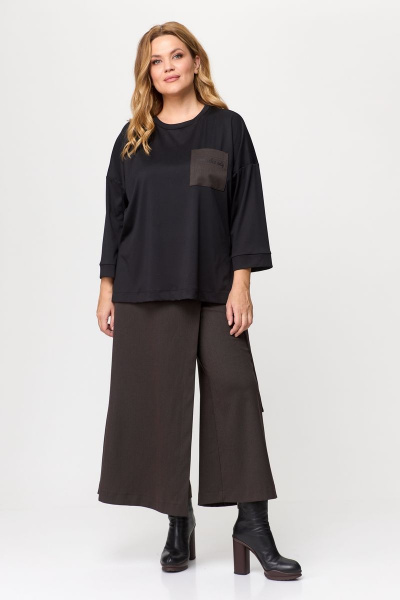 Блуза, брюки Michel chic 1362 шоколад-черный - фото 3
