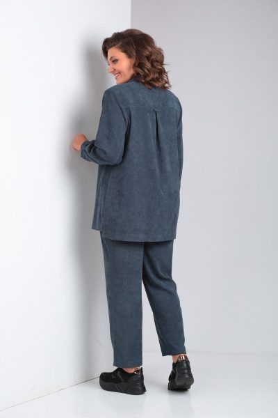 Демисезонный комплект из вельветовых рубашки и брюк Tensi 362 тёмно-бирюзовый - фото 4