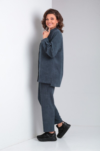 Демисезонный комплект из вельветовых рубашки и брюк Tensi 362 тёмно-бирюзовый - фото 2