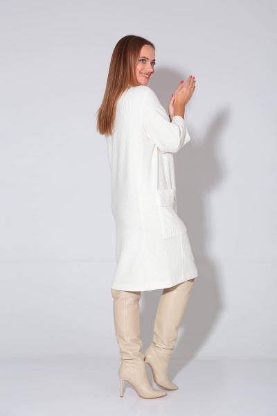платье из трикотажа с карманами и воротником-стойкой TVIN 7769-1 молоко - фото 6