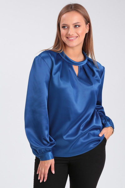 Блуза прямого силуэта из атласной ткани с капелькой Angelina & Сompany 907 - фото 1