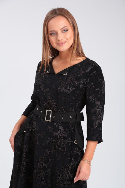 Платье прямого силуэта с длинным рукавом и поясом Angelina & Сompany 911 - фото 5