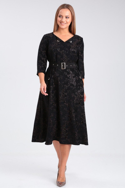 Платье прямого силуэта с длинным рукавом и поясом Angelina & Сompany 911 - фото 3