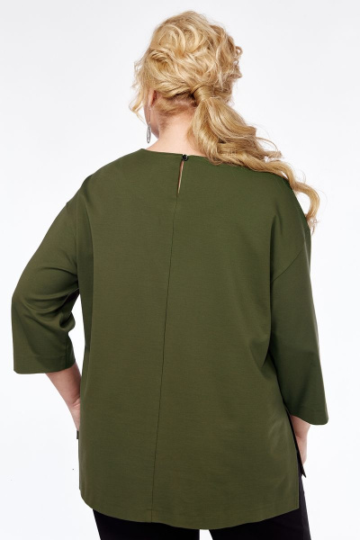 Джемпер из трикотажа с вышивкой и разрезами Jurimex 3014 оливковый - фото 4