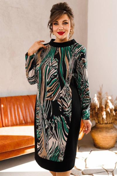 Платье полу прилегающего силуэта с отделочной тканью Romanovich Style 1-2585 мультиколор - фото 4